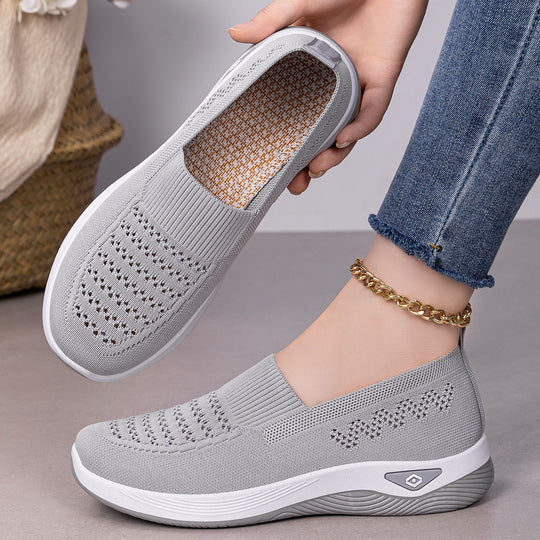 Damen nan nahtloser atmungsaktiver Strick-Slip-On Comfort-Walking-Schuh EB