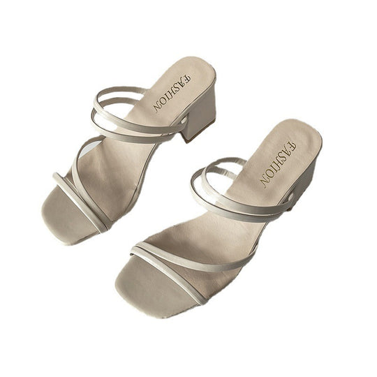 Damen Elegante Riemchen-Pantoletten mit komfortablem Blockabsatz EB