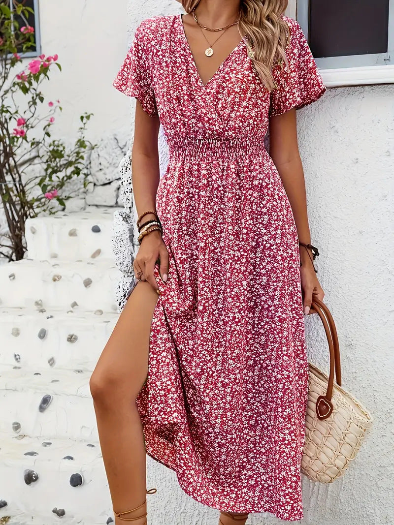 Damen Maxi-Kleid mit floralen Mustern EB