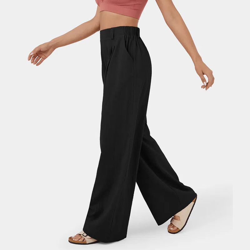 Damen Weite Chinohose mit elegantem Faltenwurf und seitlichen Taschen EB