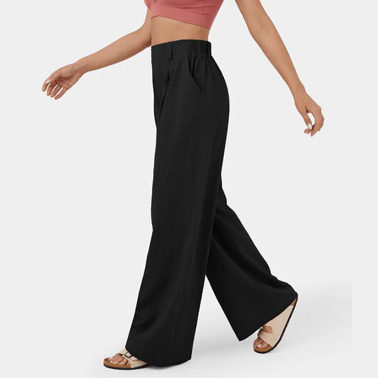 Damen Weite Chinohose mit elegantem Faltenwurf und seitlichen Taschen EB