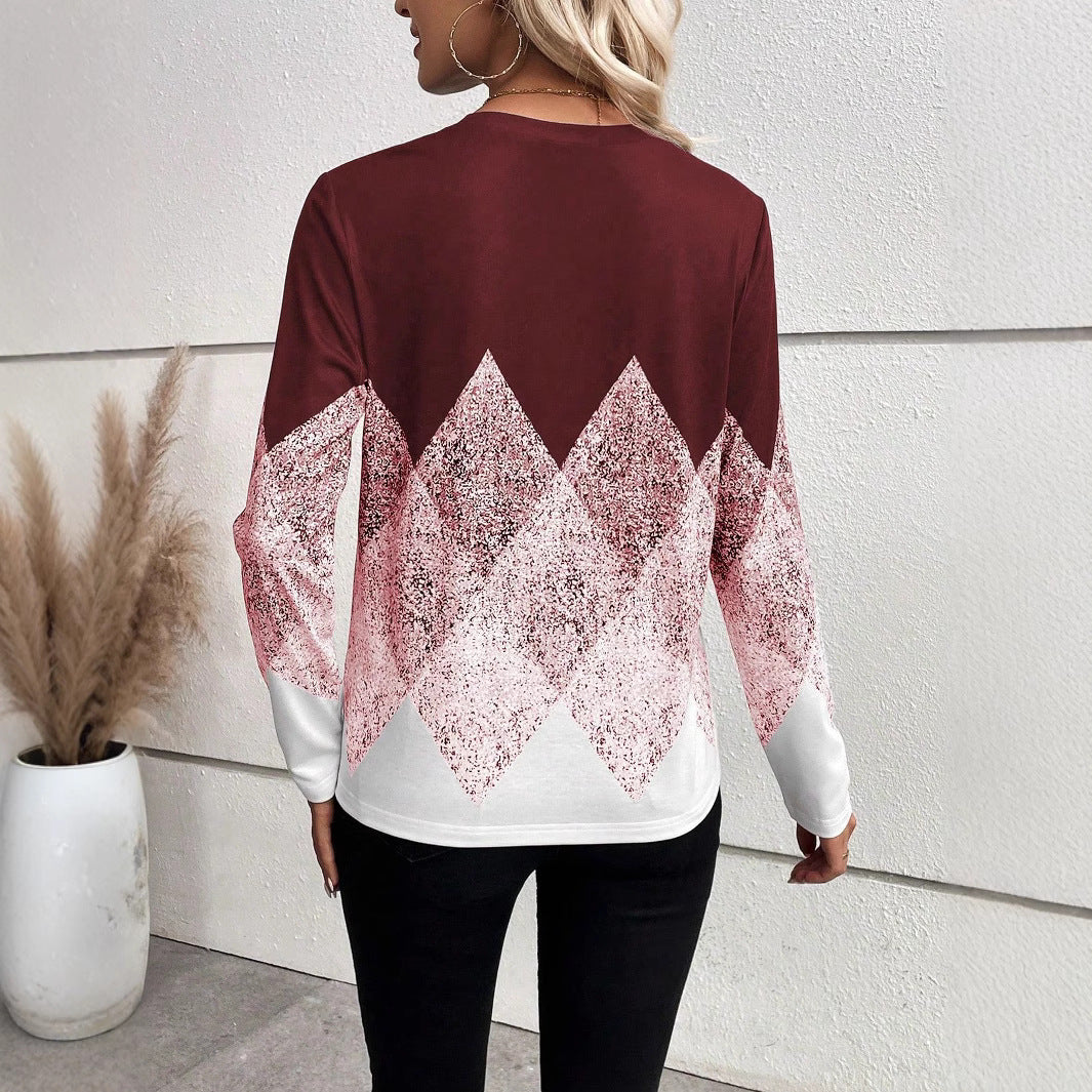 Damen Langarmshirt mit modernem geometrischem Muster EB