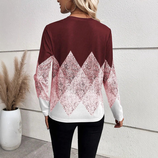 Damen Langarmshirt mit modernem geometrischem Muster EB