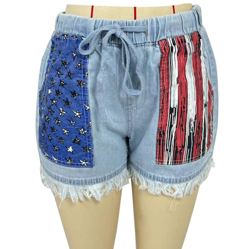Damen Denim-Shorts mit kreativen Taschen EB