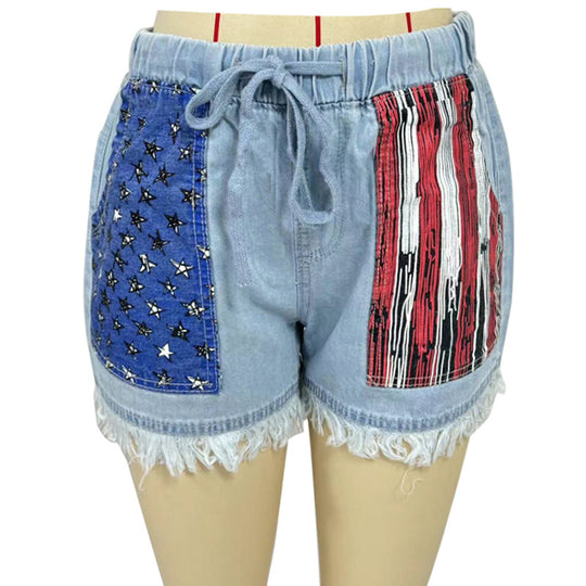Damen Denim-Shorts mit kreativen Taschen EB