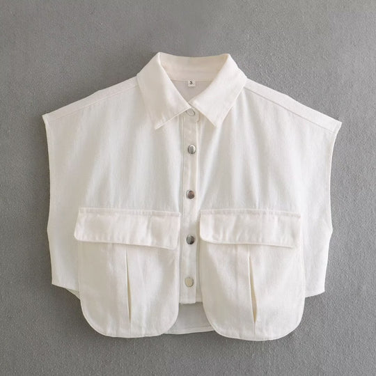 Damen ärmellose Utility-Bluse mit Taschen EB