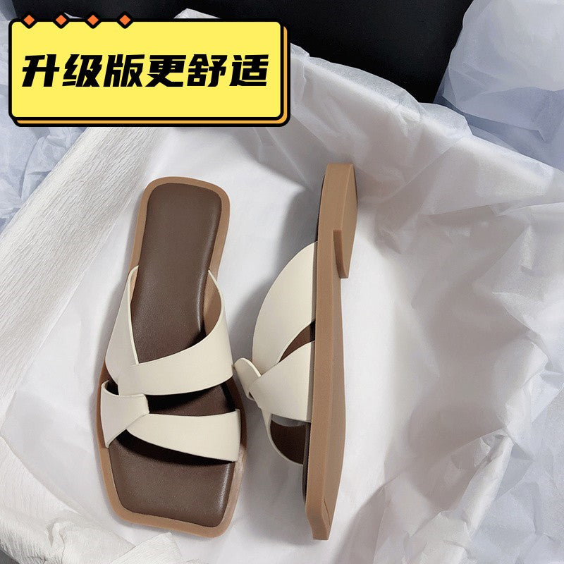 Damen elegante Zehentrenner-Sandalen mit geflochtenem Riemendesign und komfortablem Fußbett EB