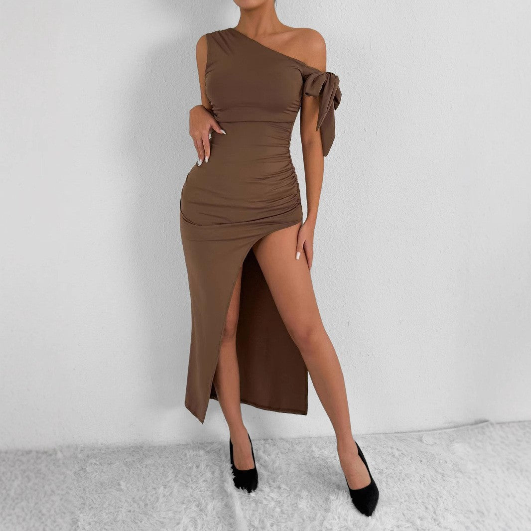 Damen Elegantes Wickelkleid mit asymmetrischem Schnitt und schickem Rüschendetail EB