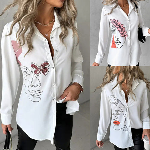 Damen Kunstvolle Bluse mit einzigartigem Grafikdruck EB