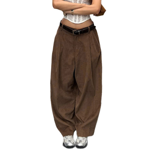 Damen weite Cordhose mit Falten EB
