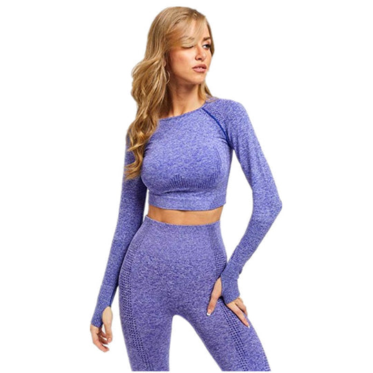 Damen Sport-Leggings mit verlängerter Passform und langem Arm-Top EB