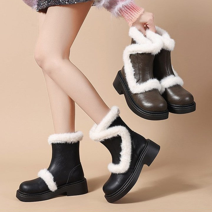 Damen Modische Stiefel mit warmem Futter und strapazierfähigem Profil EB