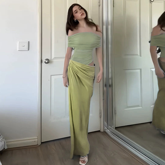 Damen elegantes Abendkleid mit schmalem Schnitt und transparenten Einsätzen EB