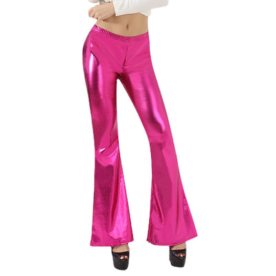 Damen Hochglänzende Schlaghose aus elastischem Material EB