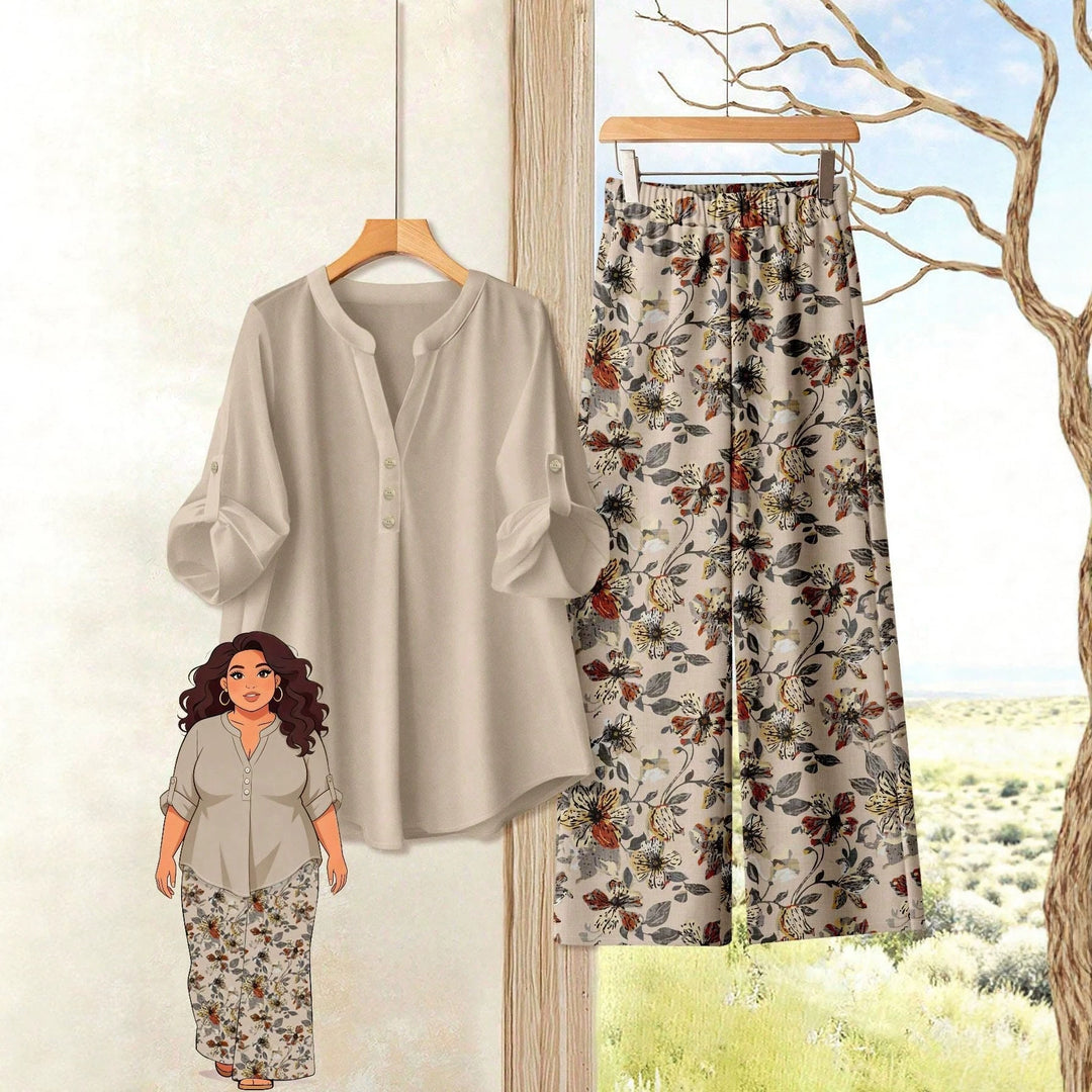 Damen Freizeitoberteil und Blumenhose EB