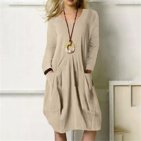 EB | Lockere Baumwoll-kleid Mit Taschen