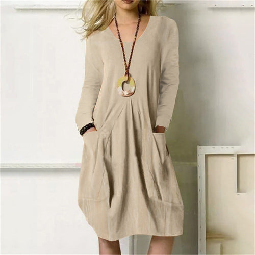 EB | Lockere Baumwoll-kleid Mit Taschen