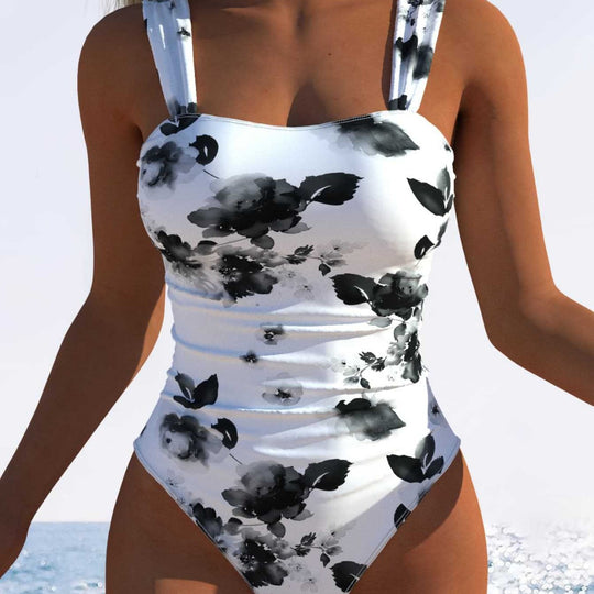 Damen Einteiler Badeanzug mit femininem Floral-Muster und komfortablem Schnitt EB