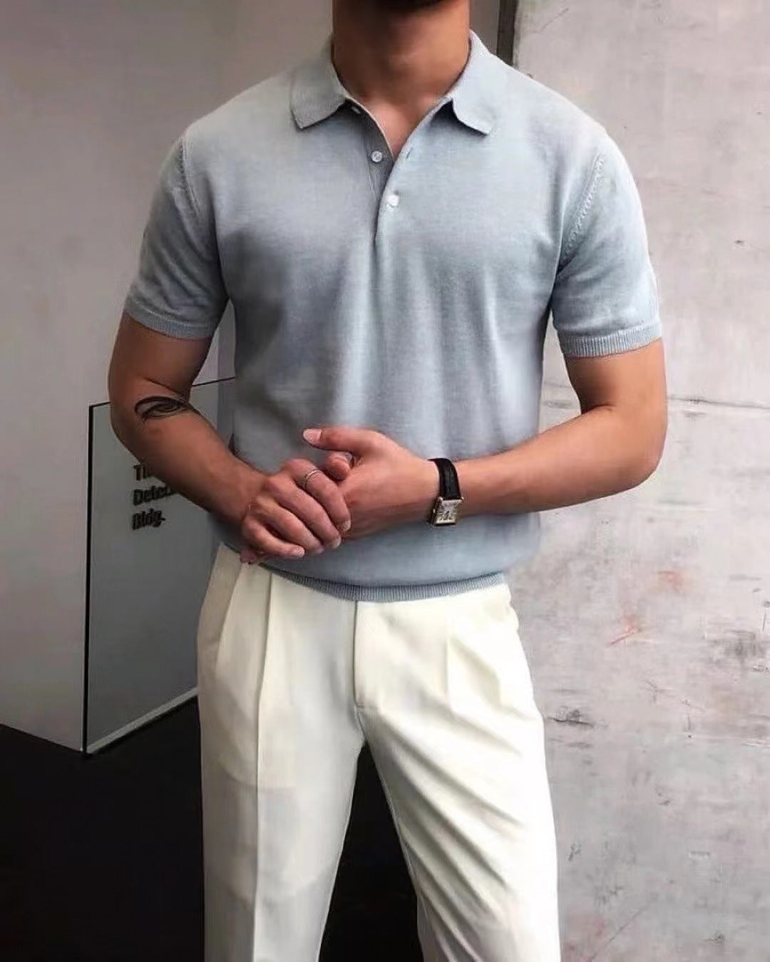 Herren nan Premium-Feinstrick-Poloshirt mit offenem Hemdkragen und dezenter Knopfleiste EB