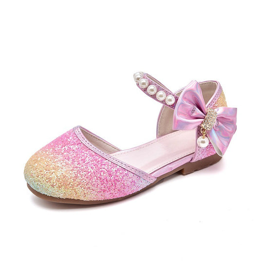 Mädchen Glitzernde Ballerinas mit Perlen und Schleifenakzent EB
