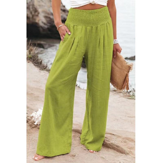 Damen Weit geschnittene Sommerhose mit elastischem Bund und luftiger Passform EB