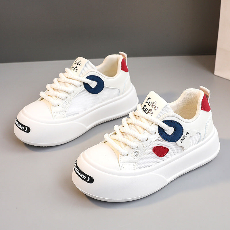 Damen Sportliche Plateau Sneakers mit atmungsaktivem Mesh-Obermaterial und dämpfender Sohle EB