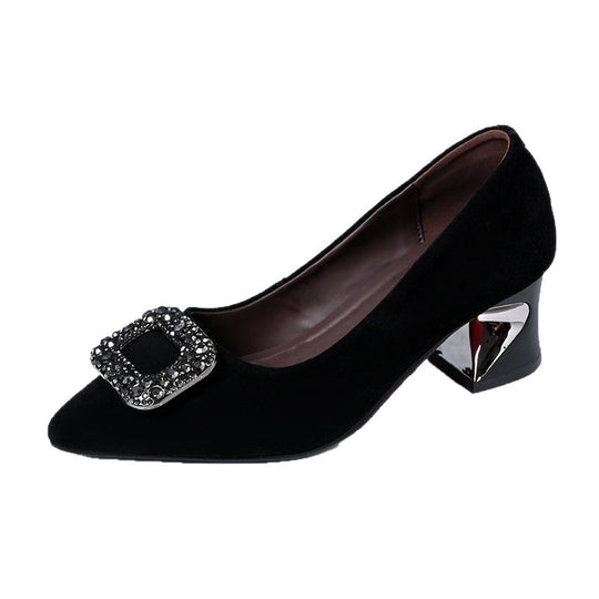 Damen Elegante Pumps mit Glitzerdetail und architektonischem Absatz EB