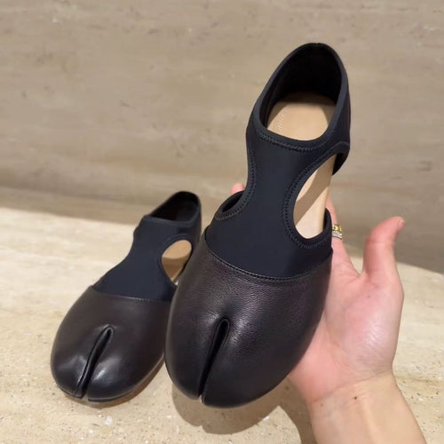 Damen Ballerinas mit innovativem Zehenteil und elastischem Riemendesign EB