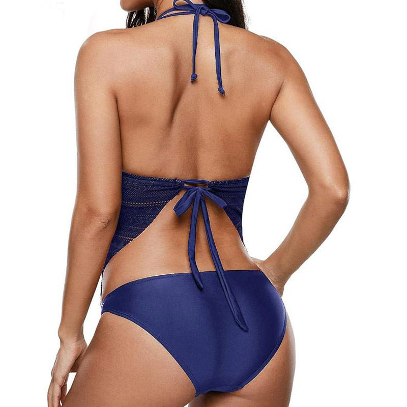 Damen Einteiler Badeanzug mit raffinierten Schnürdetails EB
