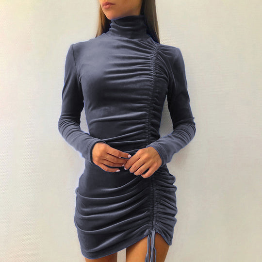 Frauen Samt Bodycon Kleid EB