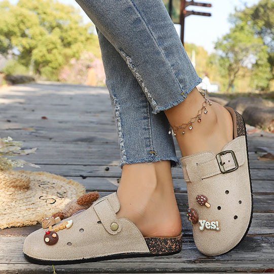 Damen Bequeme Clogs mit süßem Dekor und verstellbarem Riemen EB