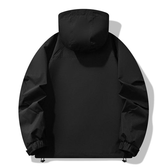 Herren wasserabweisende Outdoor-Jacke mit verstellbarer Kapuze und funktionalen Reißverschlusstaschen EB