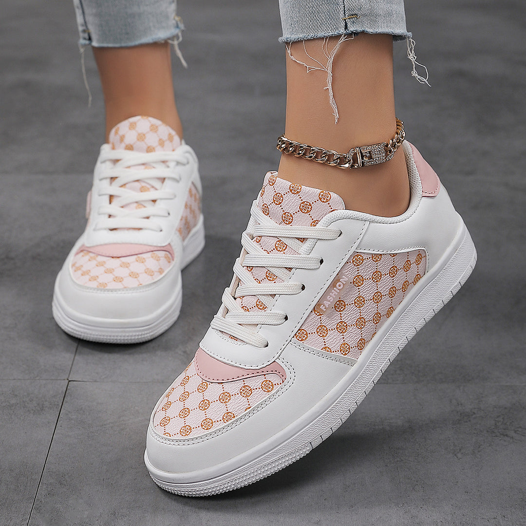Damen modische Freizeit Sneakers mit Musterdruck und gepolsterter Sohle EB