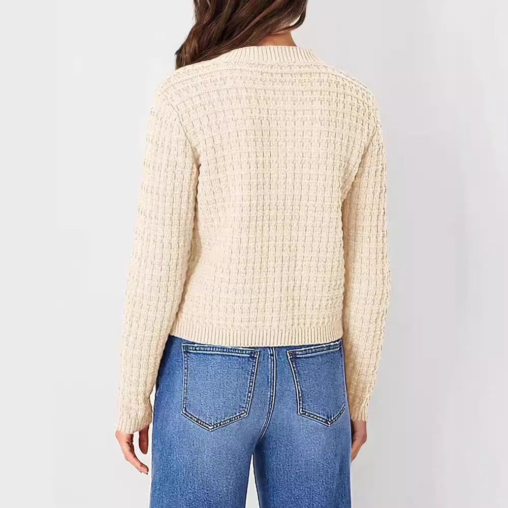 Damen Strukturierte Strickjacke mit Knopfverschluss und feiner Textur EB