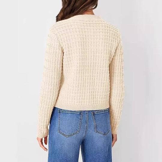Damen Strukturierte Strickjacke mit Knopfverschluss und feiner Textur EB