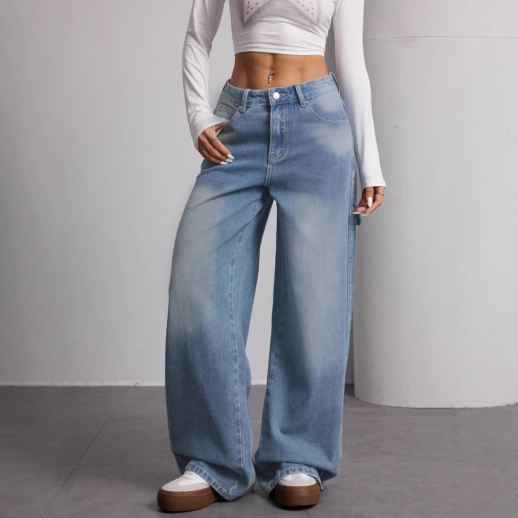 Damen Weite Cargo-Jeans im lässigen Schnitt mit praktischen Taschen EB