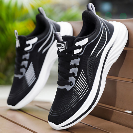 Unisex nan leichtgewichtiger Komfort-Running-Sneaker mit nahtlosem Mesh-Obermaterial, gepolstertem Fersenkragen und stoßabsorbierender Wellen-EVA-Sohle EB
