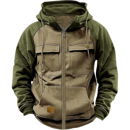 Herren Kapuzenjacke mit Cargo-Taschen und durchgehendem Reißverschluss EB