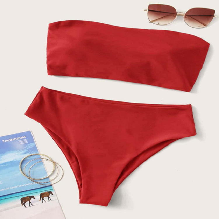 Damen Bandeau-Bikini mit hochgeschnittenem Unterteil EB