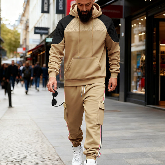 Herren nan zweiteiliges Utility-Freizeitset mit Kapuzenpullover und Cargo-Jogginghose EB