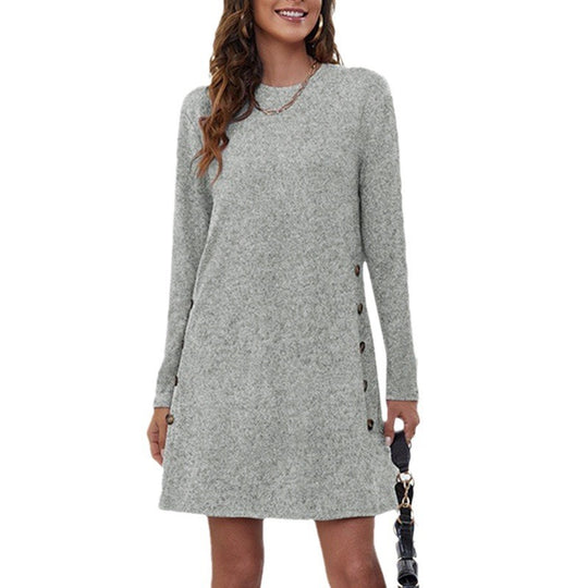 Damen Freizeitkleid mit eleganten Knopfdetails und lässigem Schnitt EB