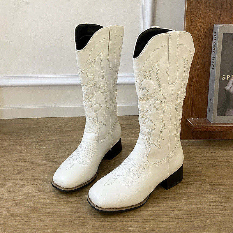 Damen Cowboystiefel im edlen Design mit detaillierter Stickerei EB