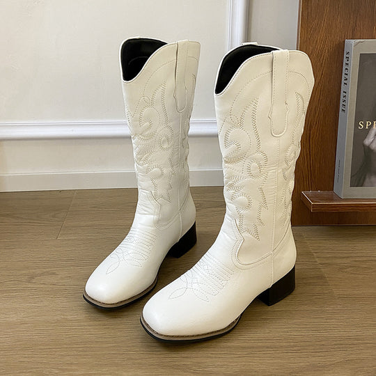 Damen Cowboystiefel im edlen Design mit detaillierter Stickerei EB