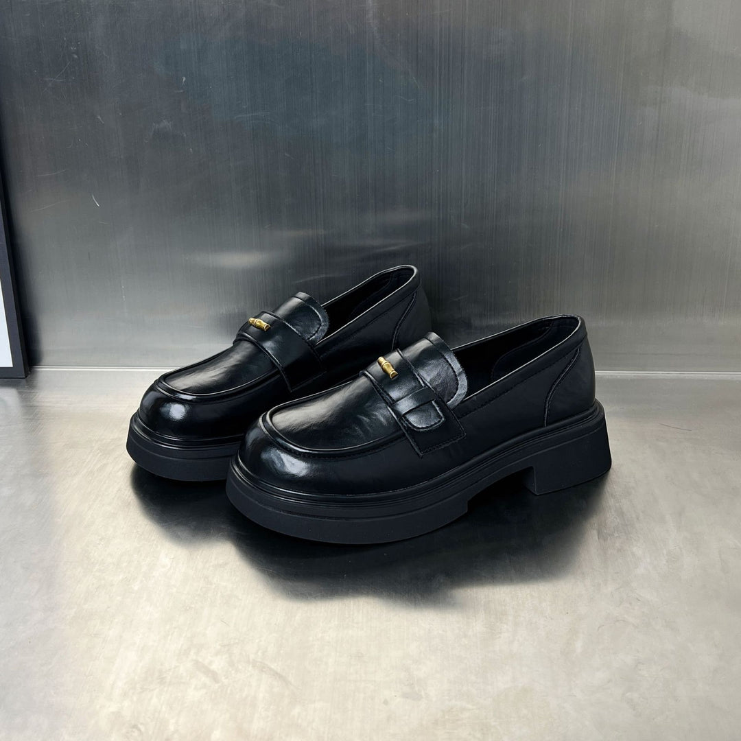 Damen Bequeme Loafers mit klobiger Sohle und eleganter Schnalle EB
