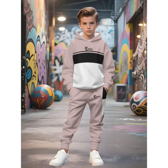 Unisex nan Kinder Jogginganzug mit Kapuzenpullover und detailreichem Auto-Print EB