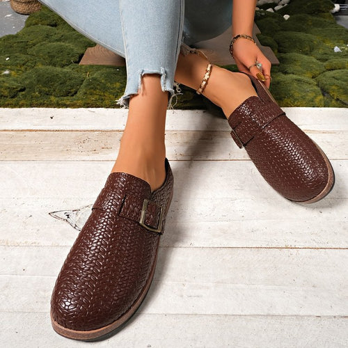 Damen Komfortable Clogs mit trendiger Schnallenapplikation EB