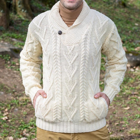 Herren Strickpullover mit klassischem Kragen und strukturiertem Muster EB