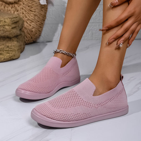Damen Slip-On Sneakers mit atmungsaktivem Strickoberteil und flexiblem Sohlenprofil EB
