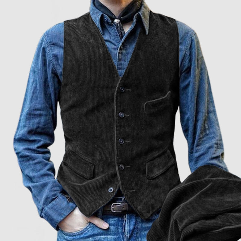 Herren Weste im klassischen Kord-Design mit eleganten Taschen und hochwertiger Verarbeitung EB