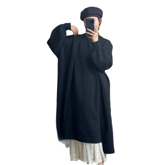 Damen Strickkleid mit offenen Schultern und lässigem Schnitt EB